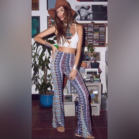 RAGA Wide Leg Flare Pants NWT Large Bohemian Bell Bottom - Picture 6 of 11